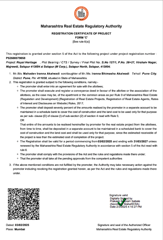 RERA Certificate P52600079058